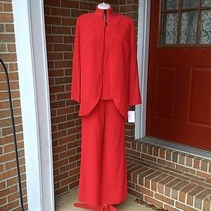 NWT sz10 3pc red pantsuit
